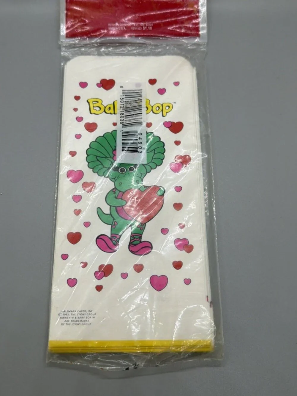 Vintage 90’s Barney Baby Bop Hallmark Valentine’s Day Party Treat Bags Sacks